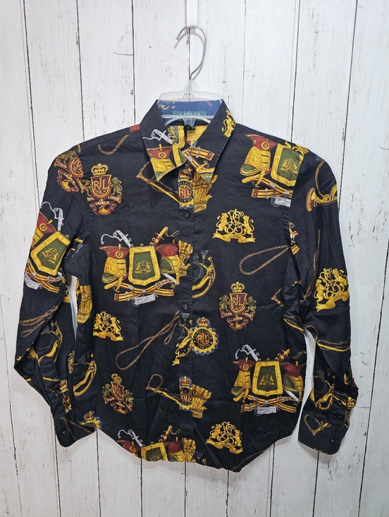 Lauren Ralph Lauren Tops - Vintage Ralph Lauren LRL Black Equestrian Crest Iconic Shirt Size Medium Petite.